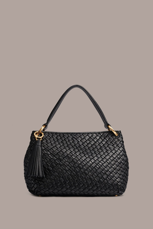 GLENWOOD WOVEN SHOULDER BAG - Black / Gold
