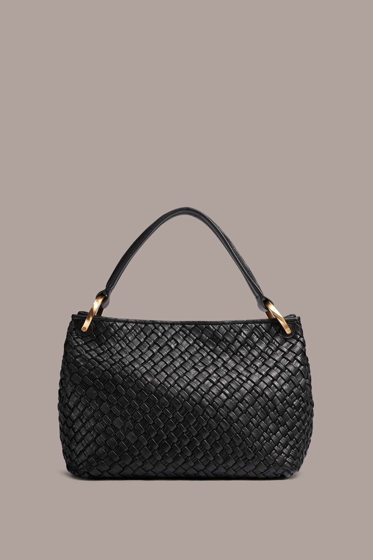 GLENWOOD WOVEN SHOULDER BAG - Black / Gold