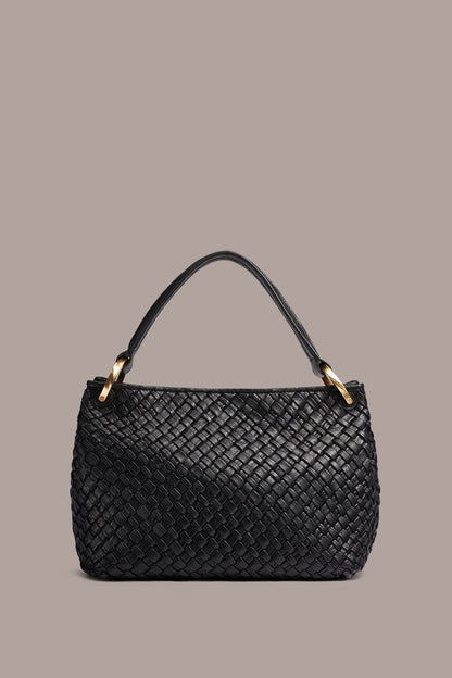 GLENWOOD WOVEN SHOULDER BAG - Black / Gold
