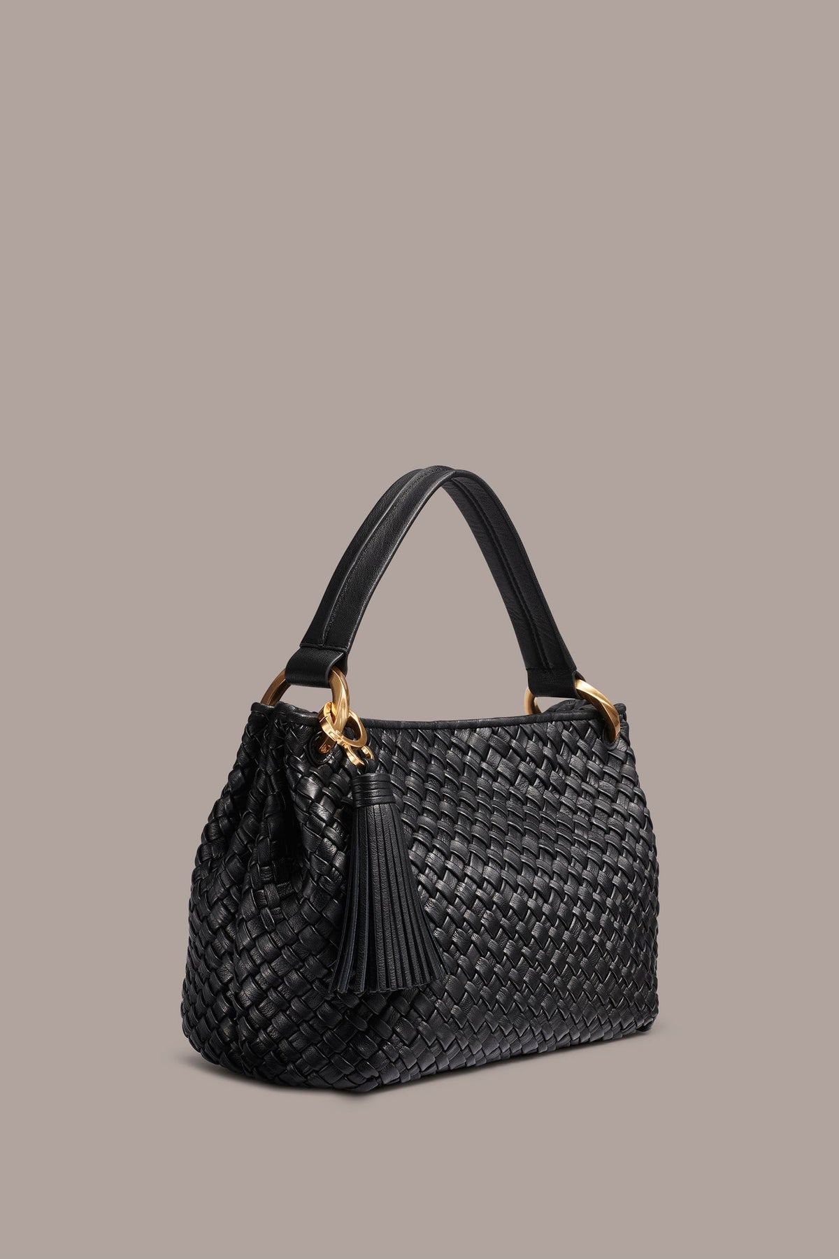 GLENWOOD WOVEN SHOULDER BAG - Black / Gold