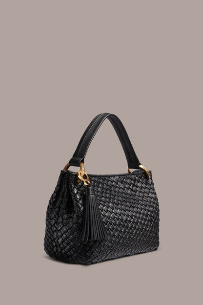 GLENWOOD WOVEN SHOULDER BAG - Black / Gold