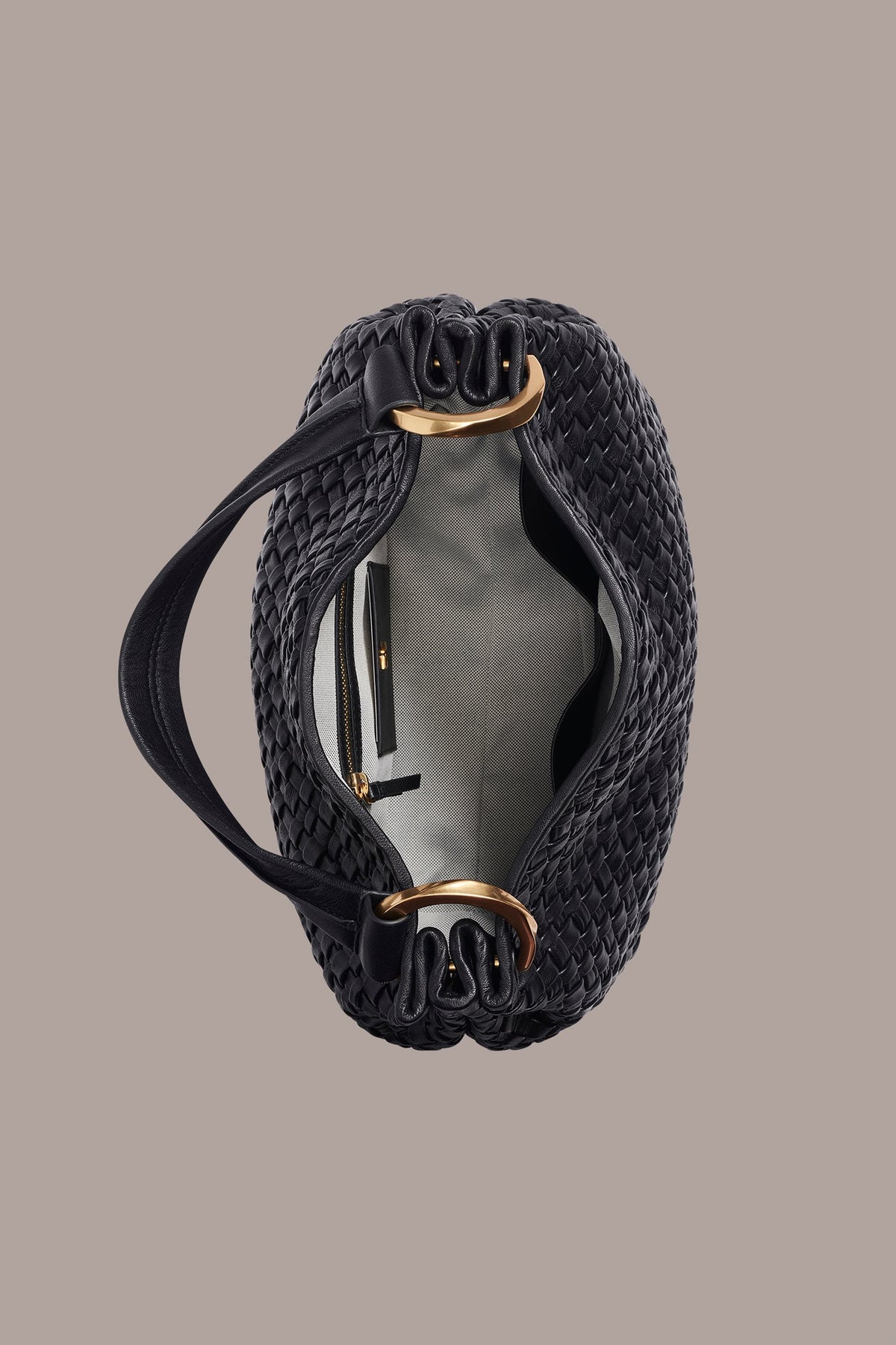 GLENWOOD WOVEN SHOULDER BAG - Black / Gold