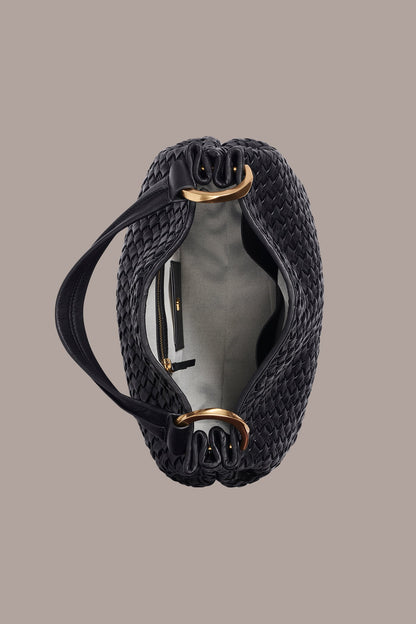 GLENWOOD WOVEN SHOULDER BAG - Black / Gold