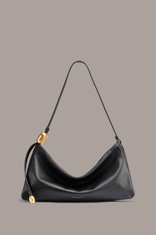 VELVET LARGE SHOULDER BAG - Black/Gold