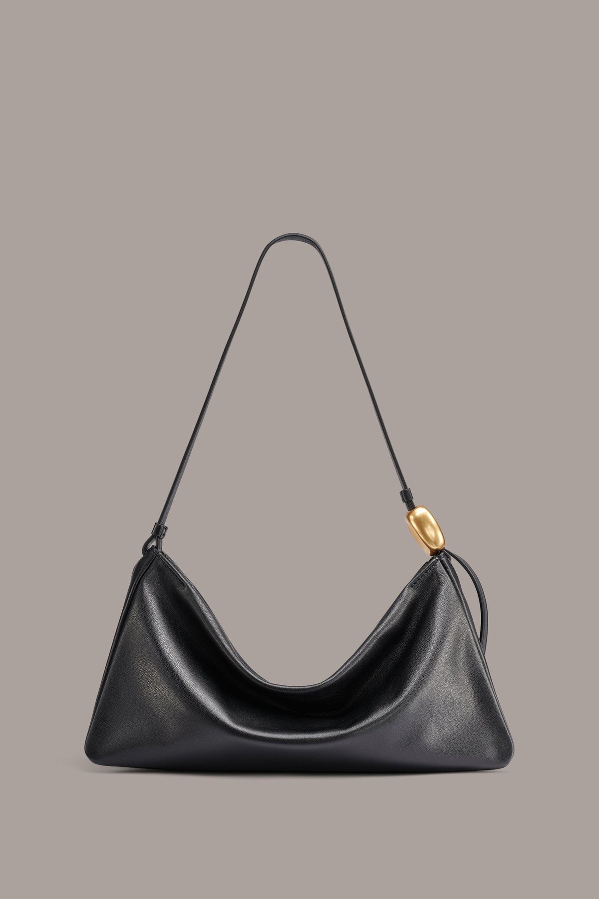 VELVET LARGE SHOULDER BAG - Black/Gold