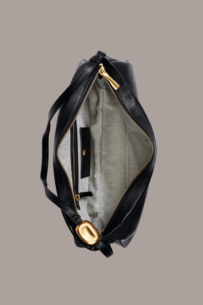 VELVET LARGE SHOULDER BAG - Black/Gold