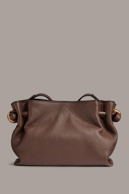 CASHMERE LEATHER CROSSBODY BAG - Umber