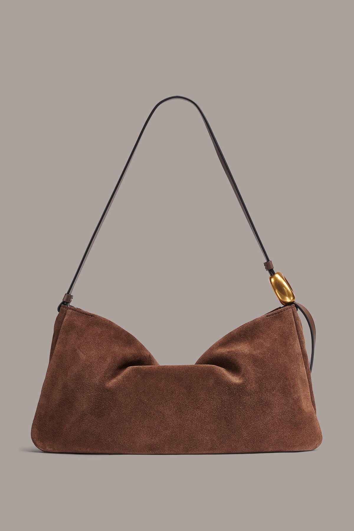 VELVET LARGE SHOULDER BAG - Chocolate