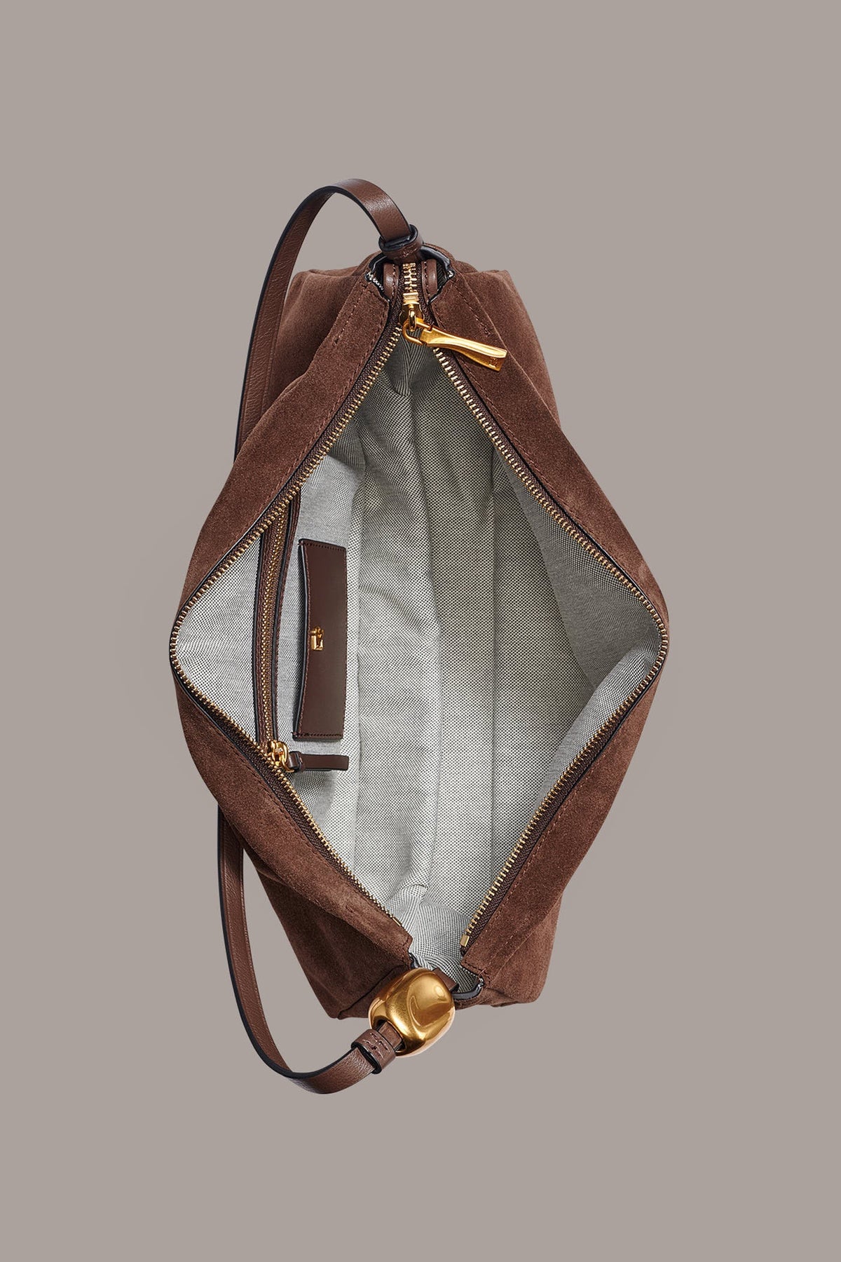 VELVET LARGE SHOULDER BAG - Chocolate