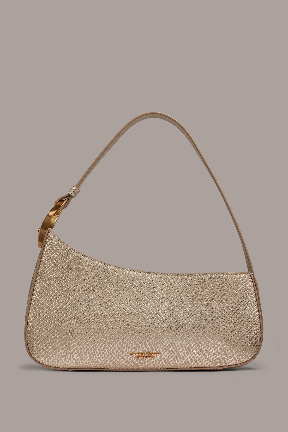 JERSEY METALLIC SNAKE-EFFECT SHOULDER BAG - Metallic Bone