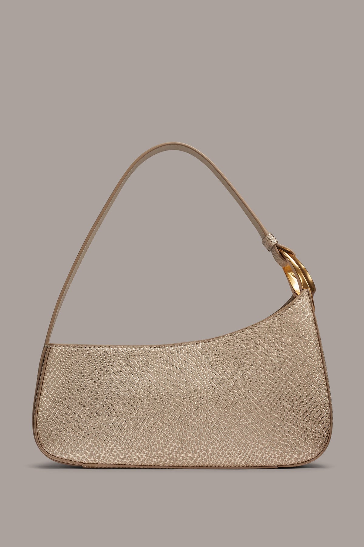JERSEY METALLIC SNAKE-EFFECT SHOULDER BAG - Metallic Bone