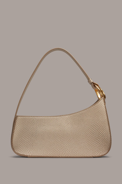 JERSEY METALLIC SNAKE-EFFECT SHOULDER BAG - Metallic Bone
