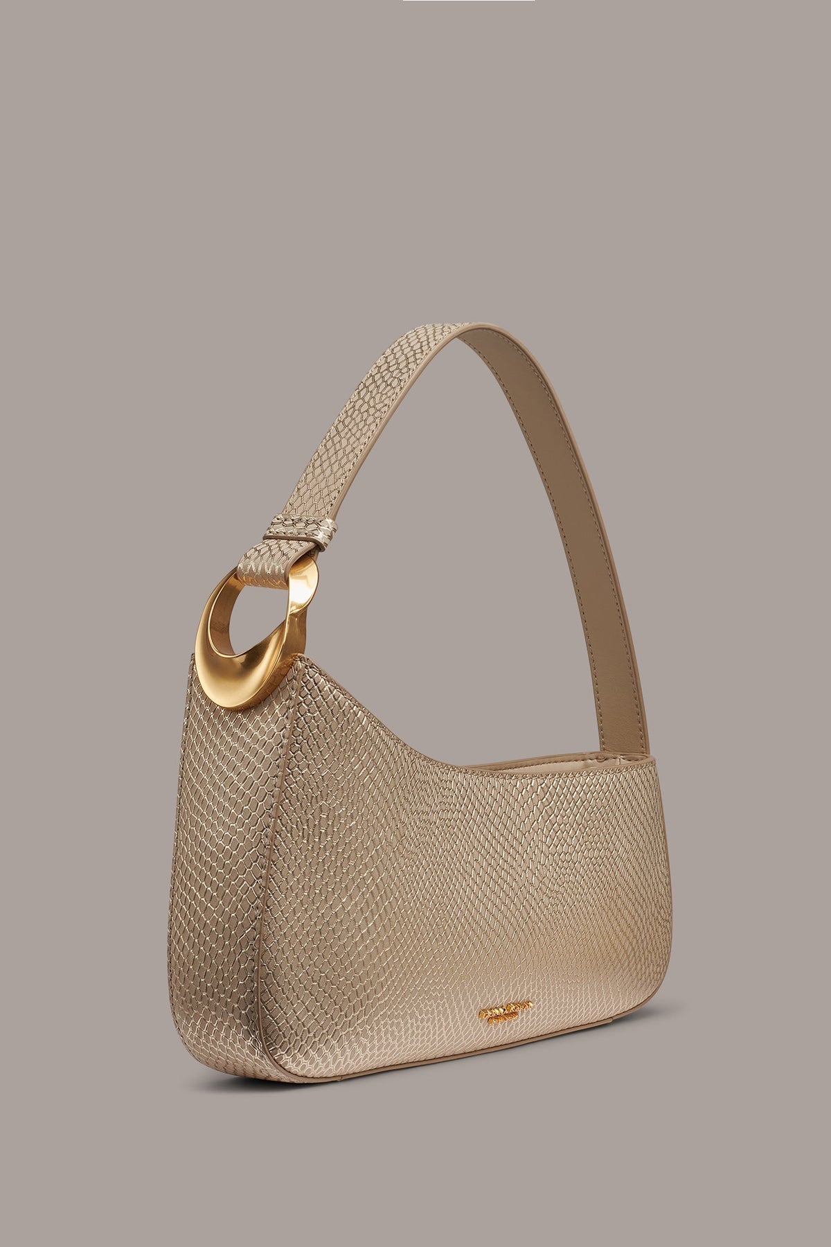 JERSEY METALLIC SNAKE-EFFECT SHOULDER BAG - Metallic Bone