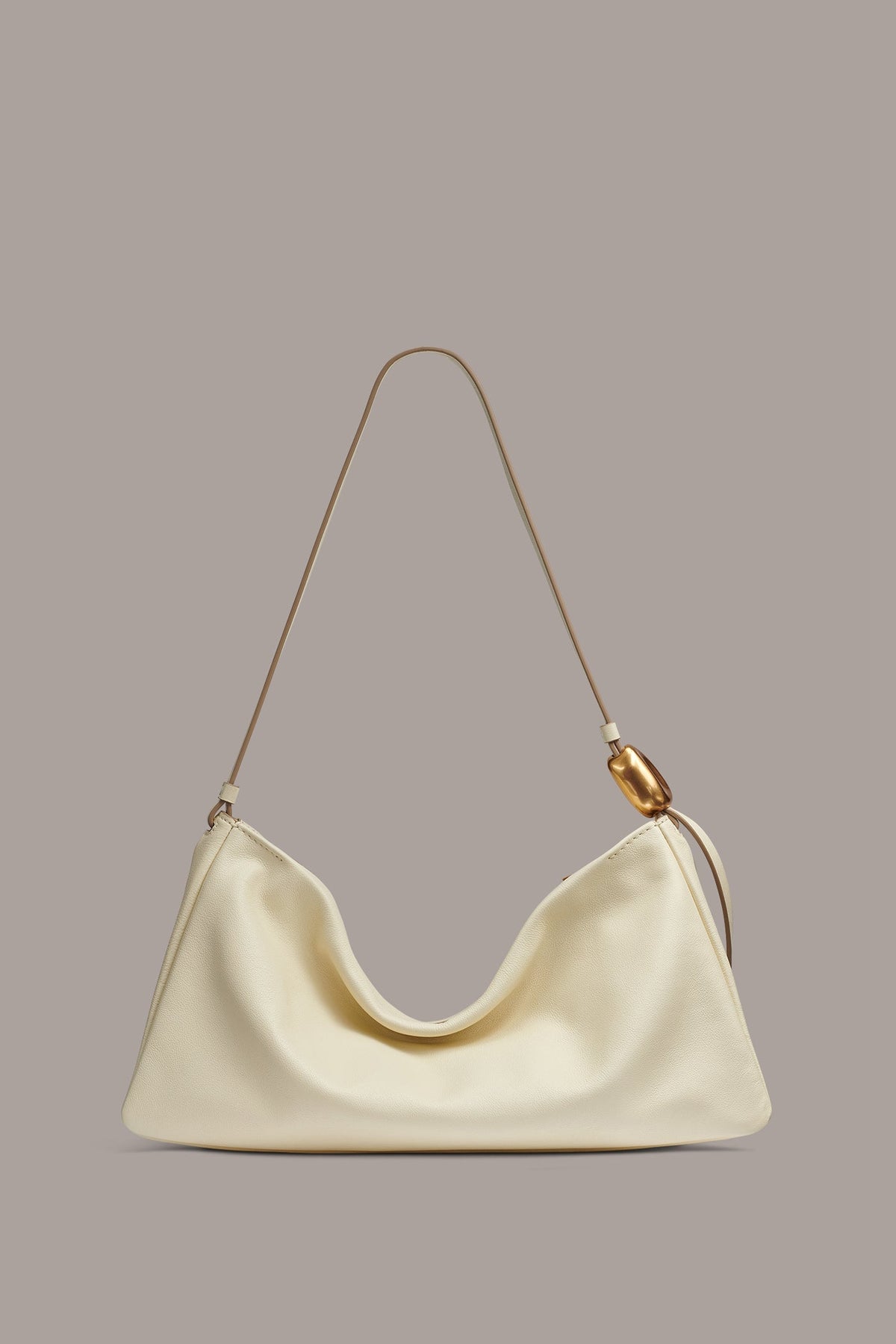 VELVET LARGE SHOULDER BAG - Buttercream