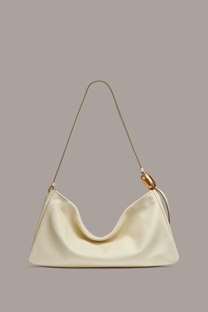 VELVET LARGE SHOULDER BAG - Buttercream