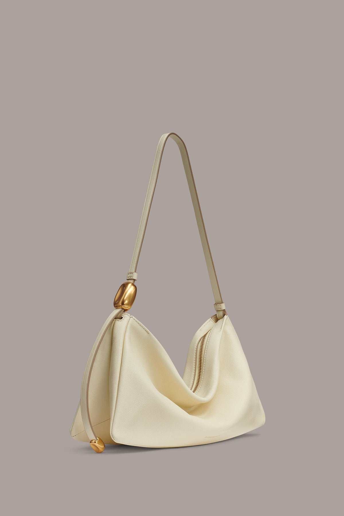 VELVET LARGE SHOULDER BAG - Buttercream