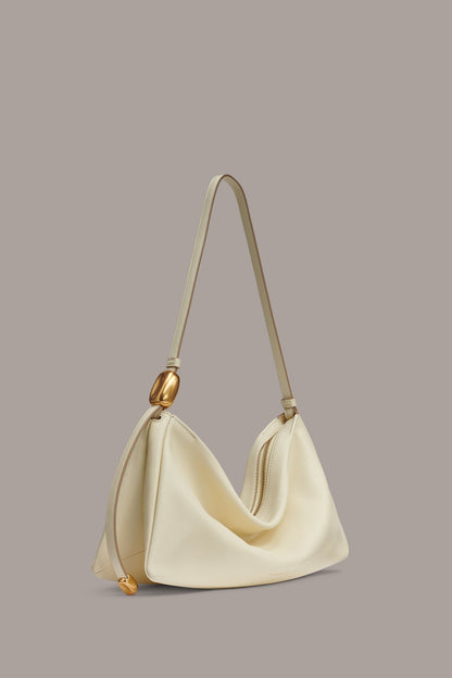 VELVET LARGE SHOULDER BAG - Buttercream