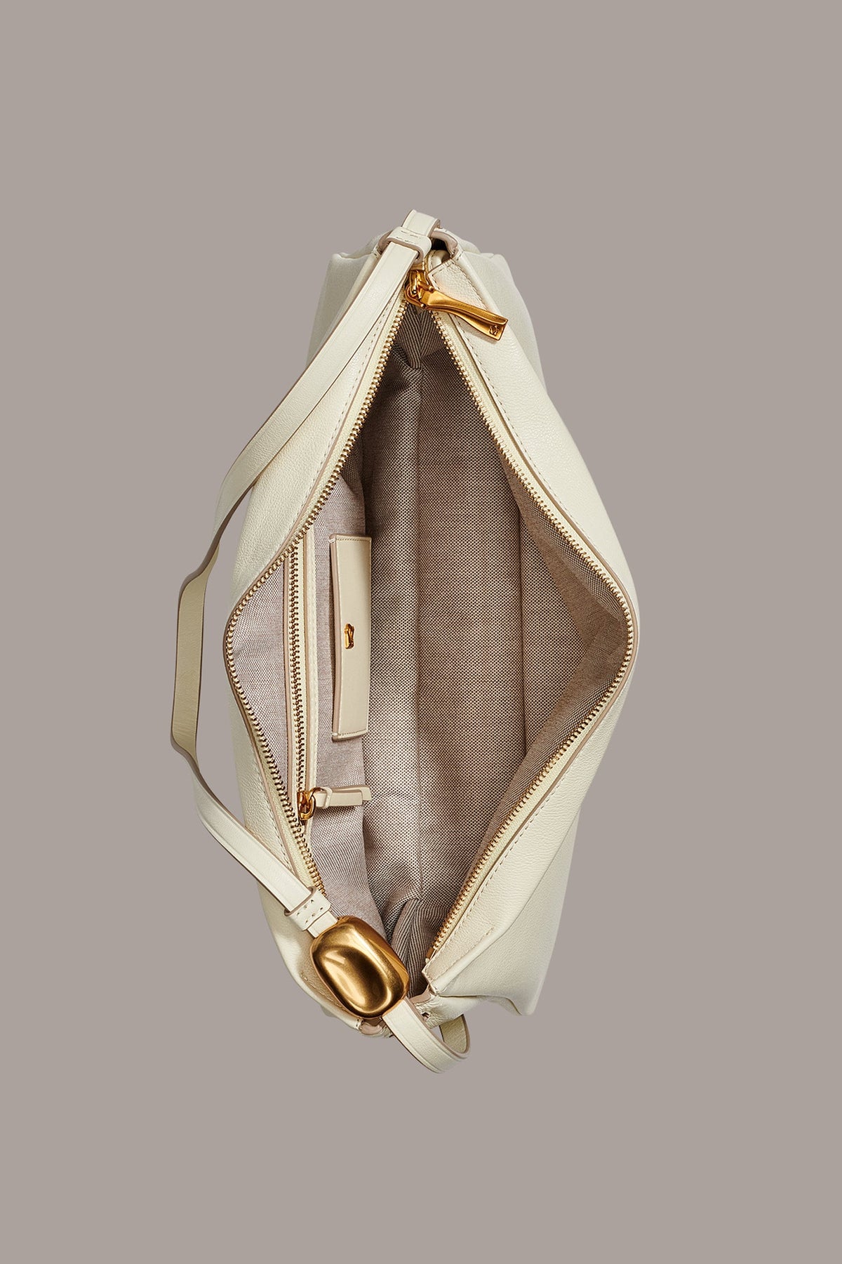 VELVET LARGE SHOULDER BAG - Buttercream