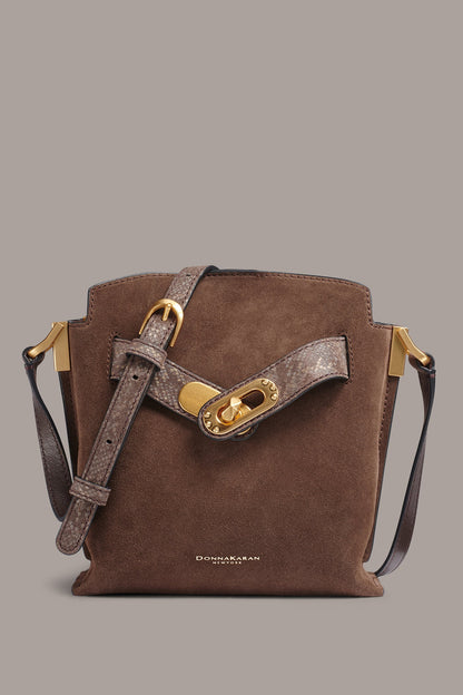 BRIDGEHAMPTON PYTHON SUEDE SMALL CROSSBODY - Brown Multi
