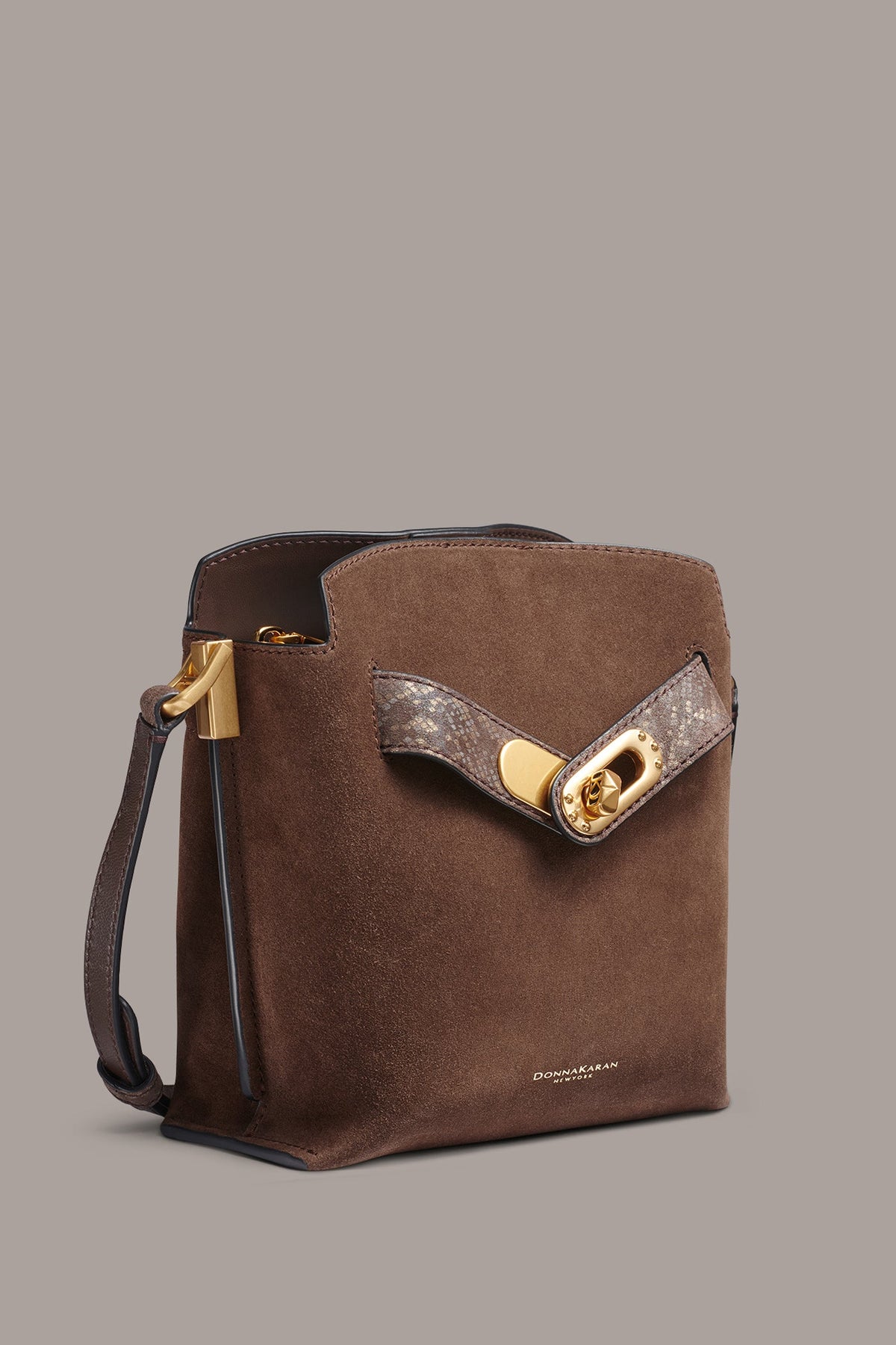 BRIDGEHAMPTON PYTHON SUEDE SMALL CROSSBODY - Brown Multi
