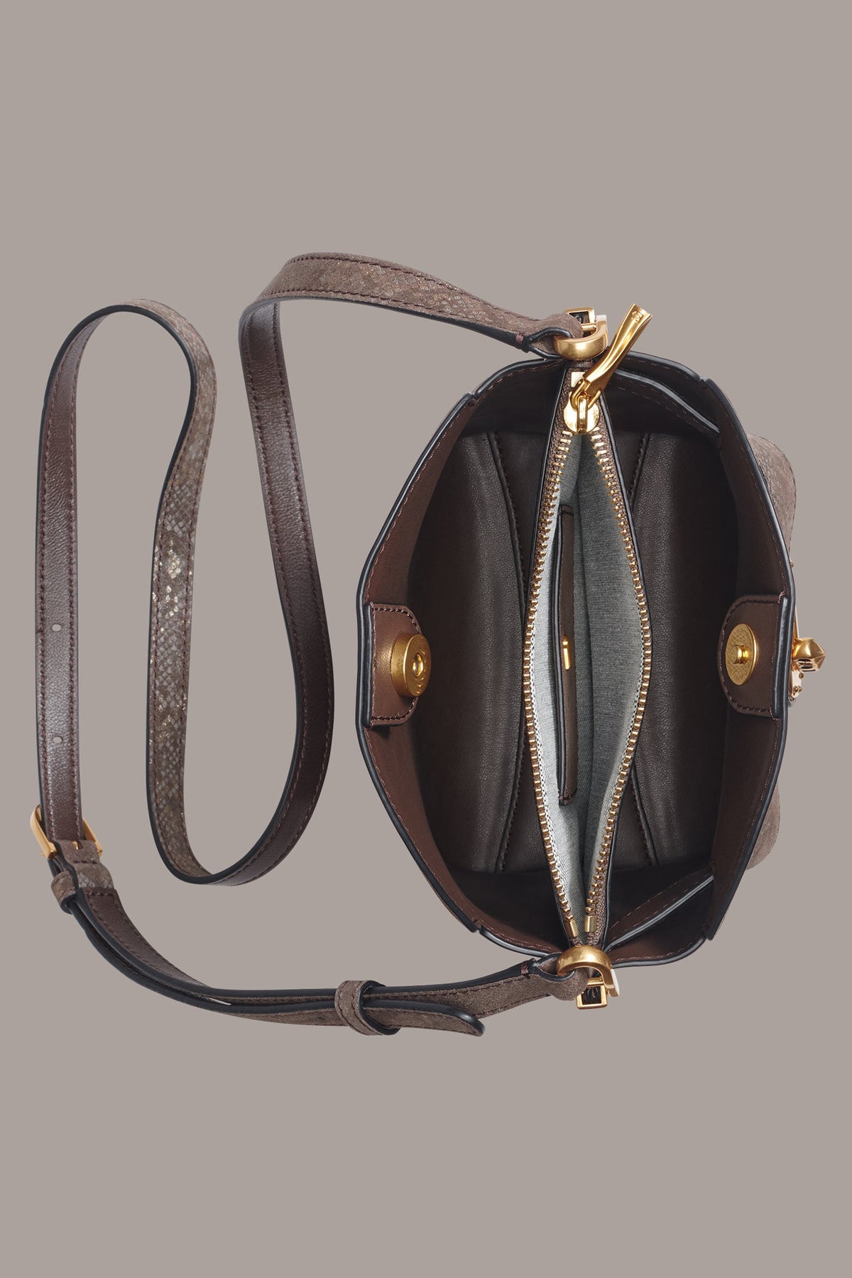 BRIDGEHAMPTON PYTHON SUEDE SMALL CROSSBODY - Brown Multi