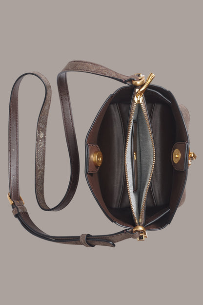 BRIDGEHAMPTON PYTHON SUEDE SMALL CROSSBODY - Brown Multi