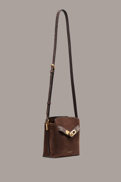 BRIDGEHAMPTON PYTHON SUEDE SMALL CROSSBODY - Brown Multi