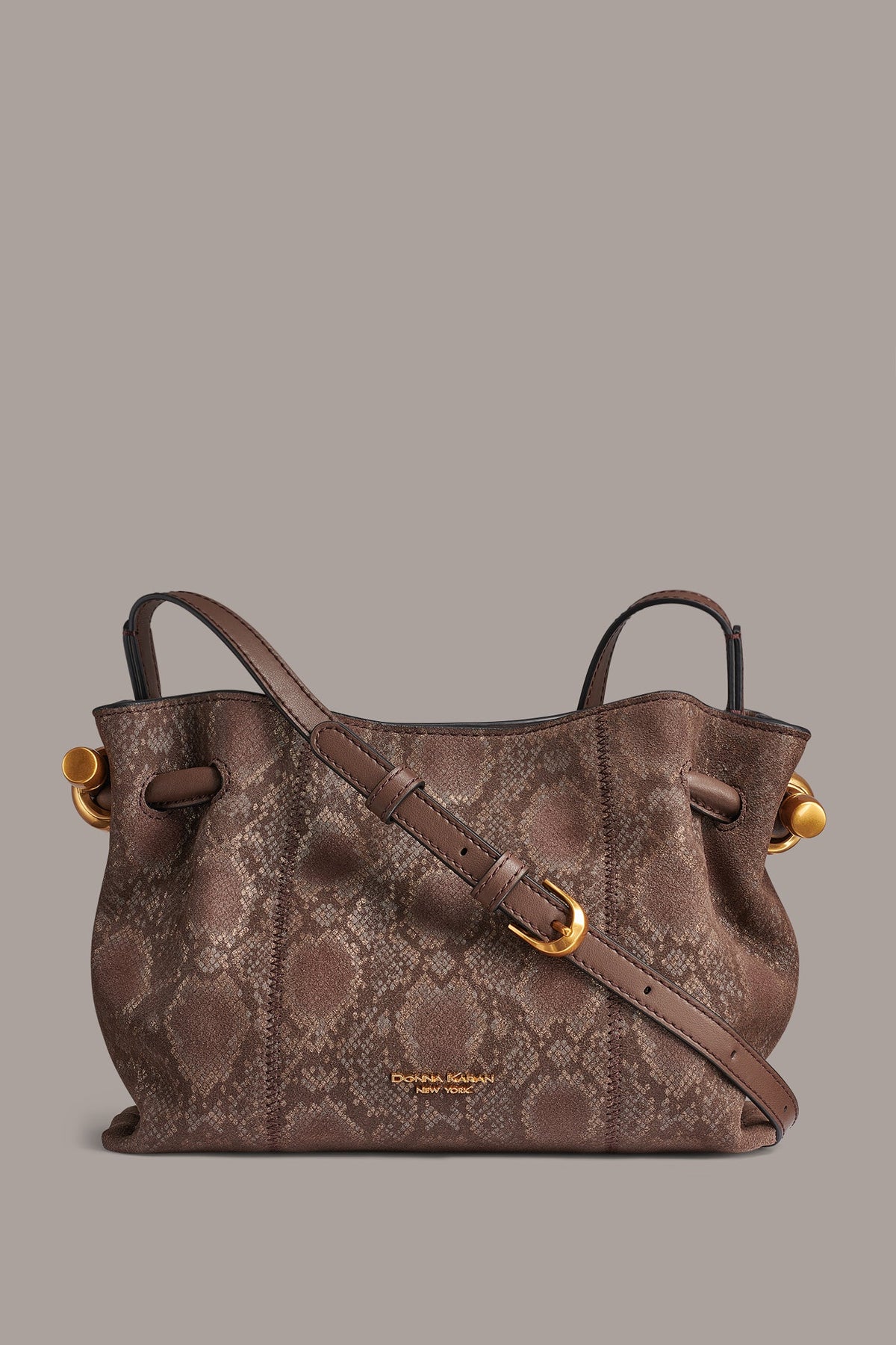 CASHMERE SNAKE-EFFECT CROSSBODY BAG - Brown Multi