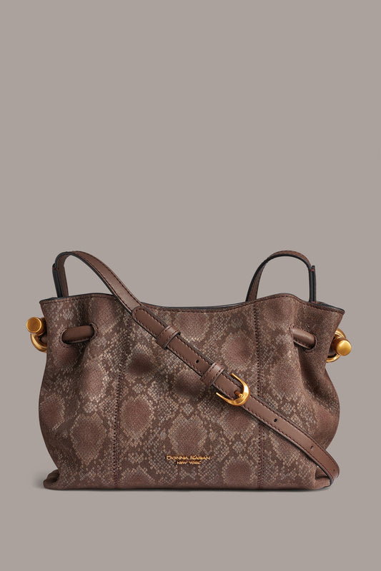 CASHMERE SNAKE-EFFECT CROSSBODY BAG - Brown Multi