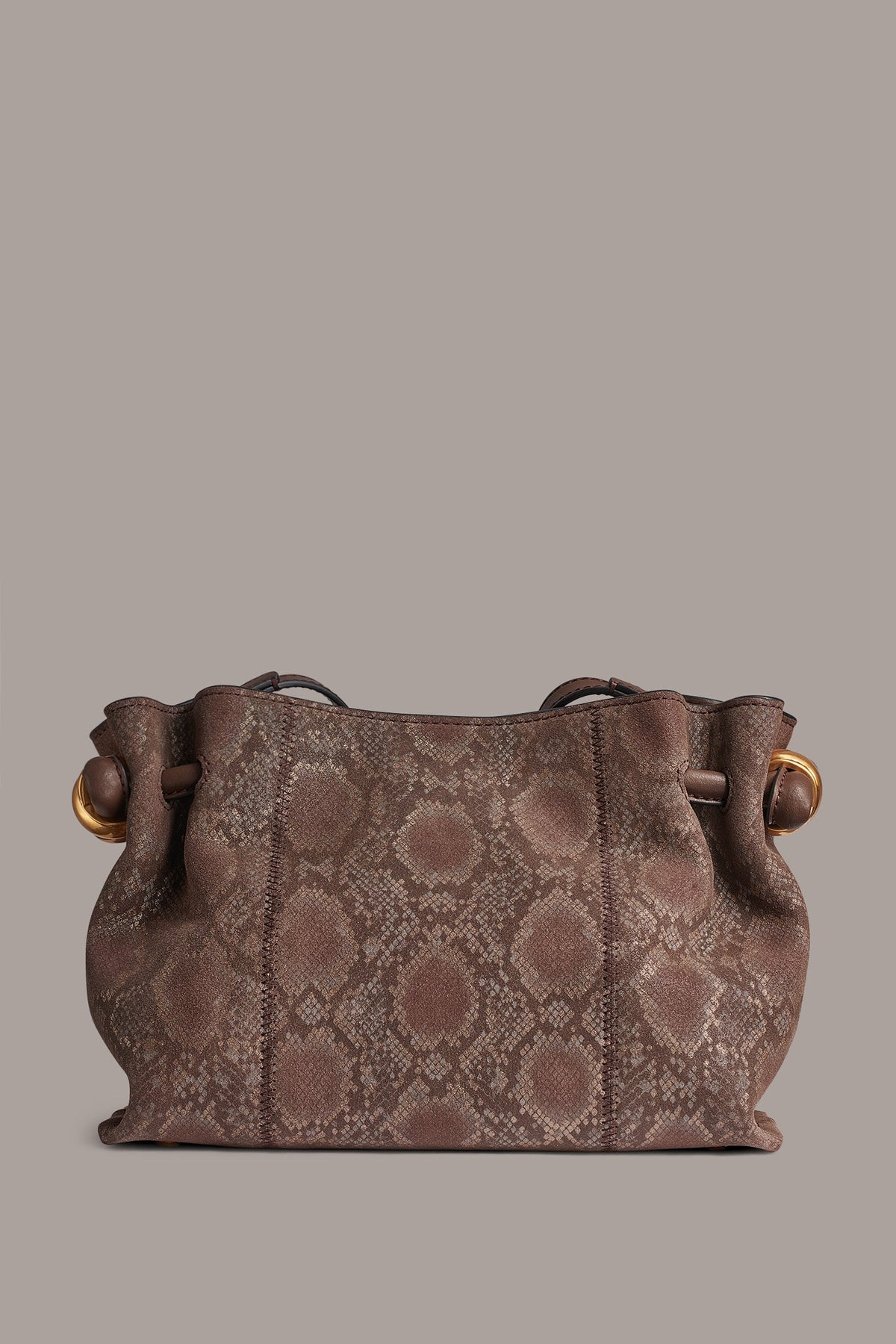 CASHMERE SNAKE-EFFECT CROSSBODY BAG - Brown Multi