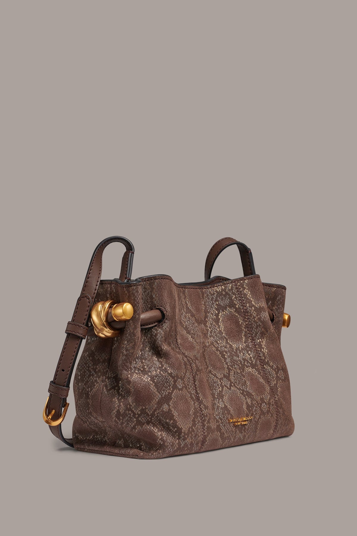 CASHMERE SNAKE-EFFECT CROSSBODY BAG - Brown Multi