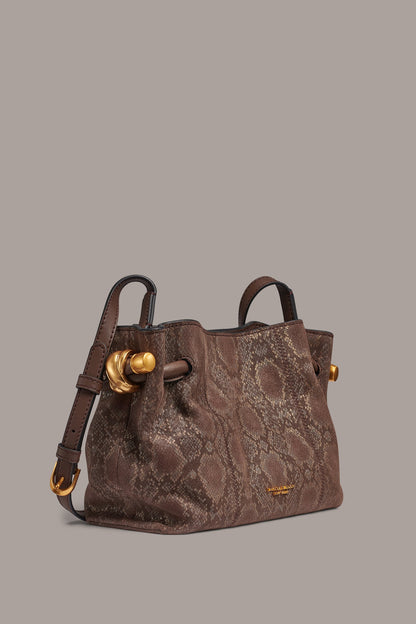 CASHMERE SNAKE-EFFECT CROSSBODY BAG - Brown Multi