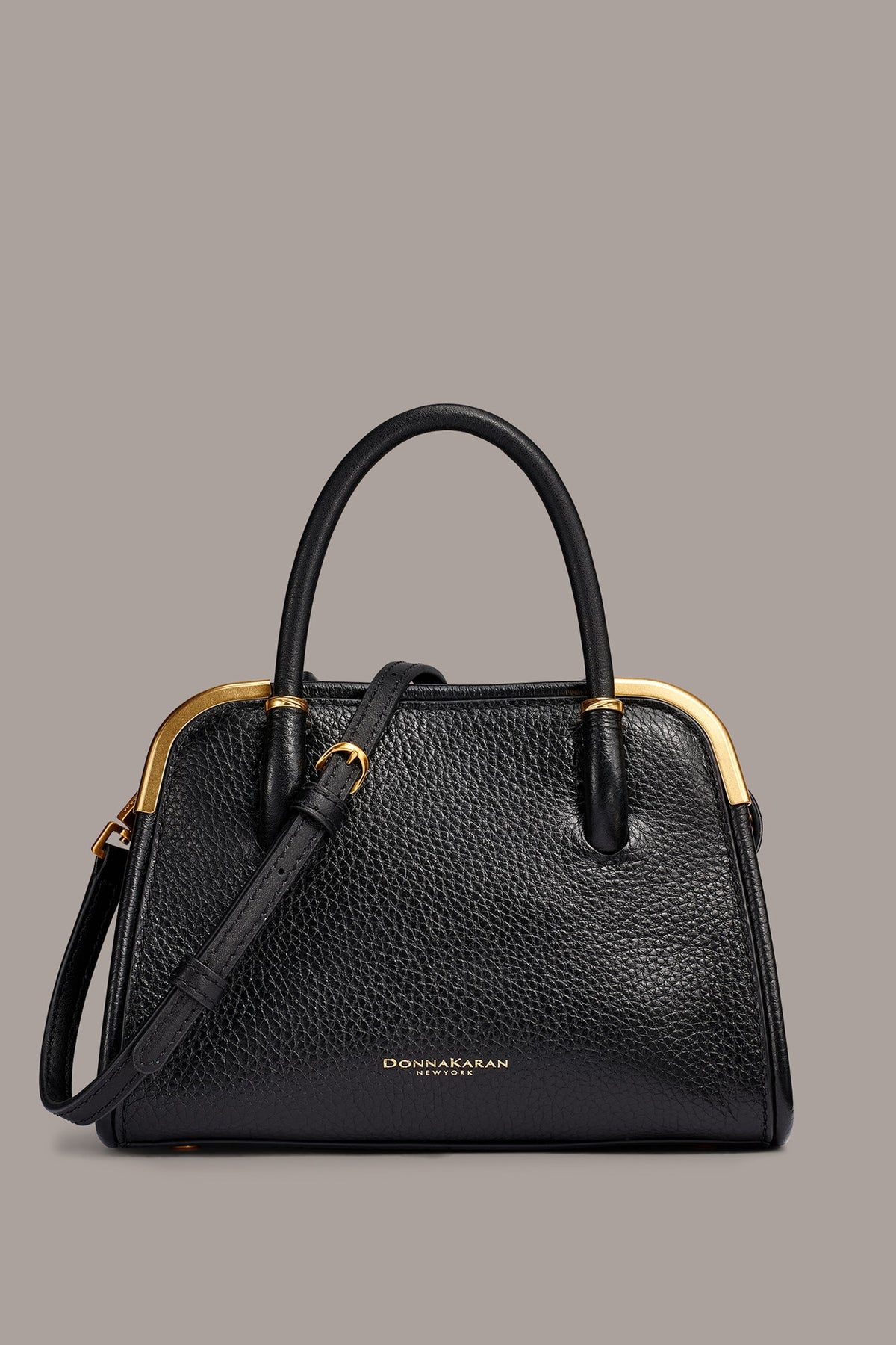 SATIN MINI SATCHEL - Black / Gold