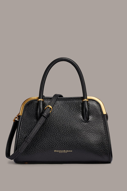 SATIN MINI SATCHEL - Black / Gold