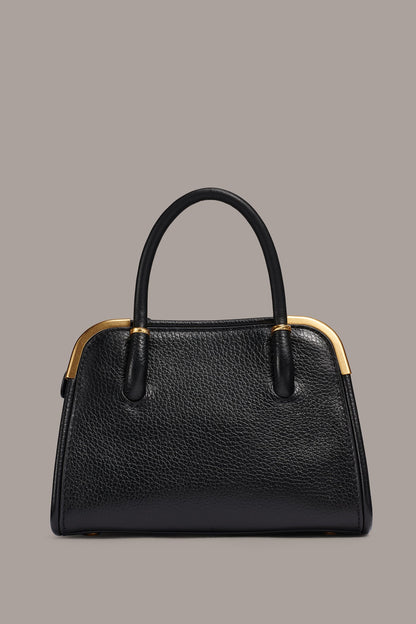 SATIN MINI SATCHEL - Black / Gold