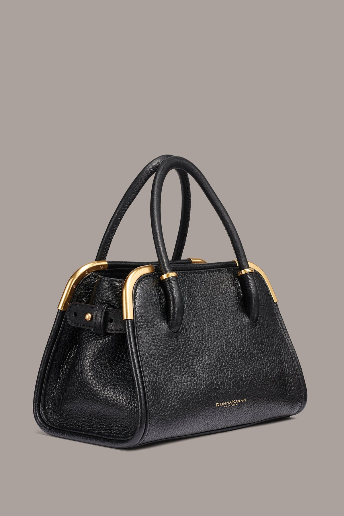 SATIN MINI SATCHEL - Black / Gold
