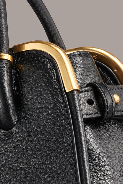SATIN MINI SATCHEL - Black / Gold