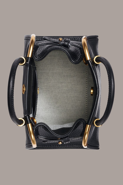 SATIN MINI SATCHEL - Black / Gold