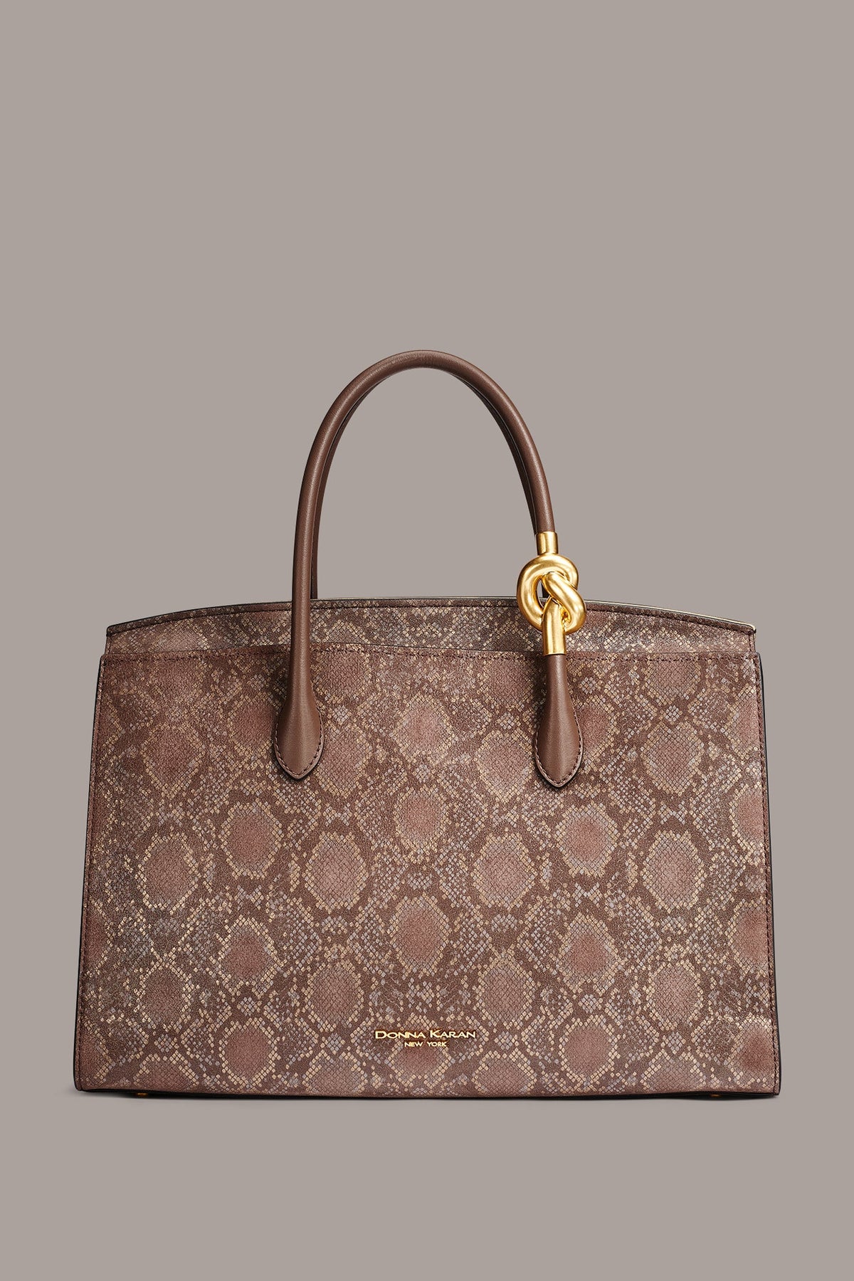 LODEN SNAKE-EFFECT SATCHEL BAG - Brown Multi