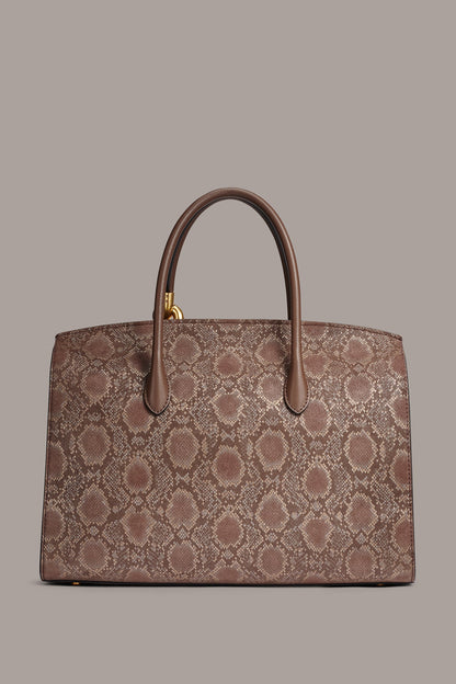 LODEN SNAKE-EFFECT SATCHEL BAG - Brown Multi