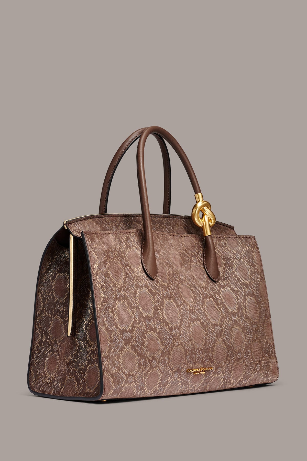 LODEN SNAKE-EFFECT SATCHEL BAG - Brown Multi