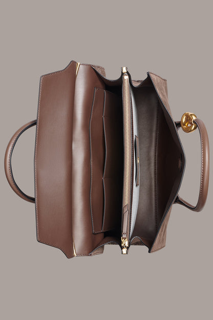LODEN SNAKE-EFFECT SATCHEL BAG - Brown Multi
