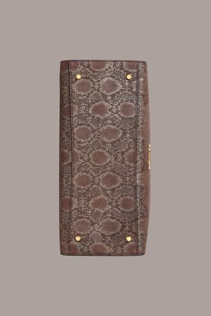 LODEN SNAKE-EFFECT SATCHEL BAG - Brown Multi