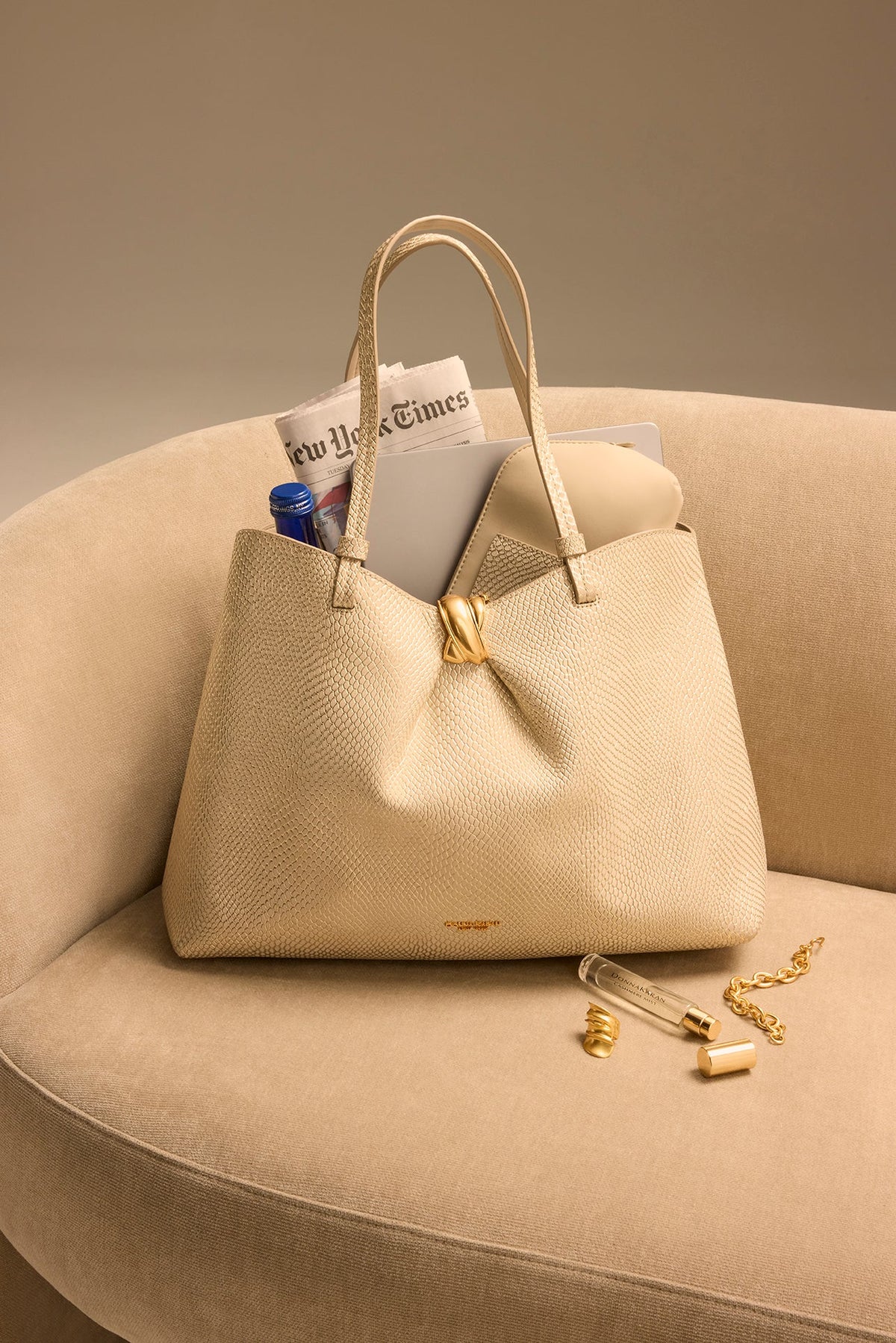 CAMBRIC SNAKE TOTE - Metallic Bone