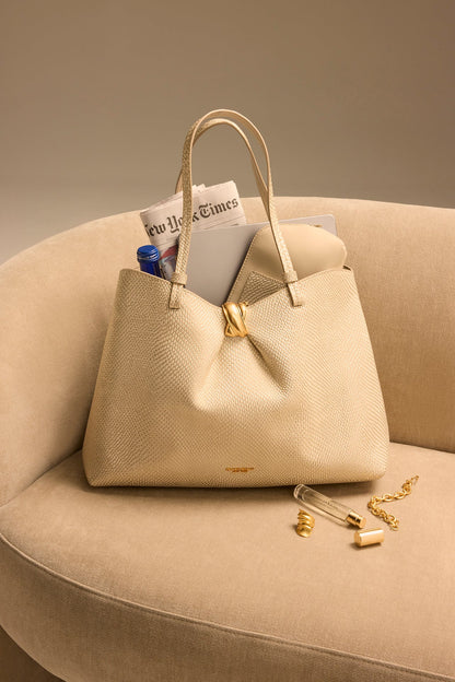 CAMBRIC SNAKE TOTE - Metallic Bone