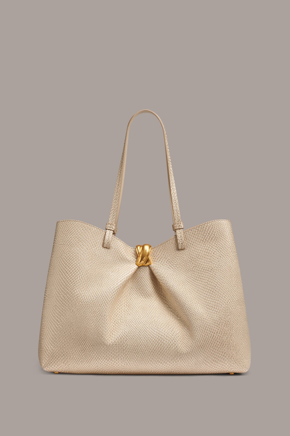 CAMBRIC SNAKE TOTE - Metallic Bone