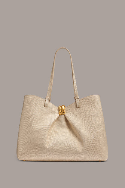 CAMBRIC SNAKE TOTE - Metallic Bone