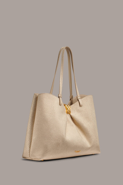 CAMBRIC SNAKE TOTE - Metallic Bone