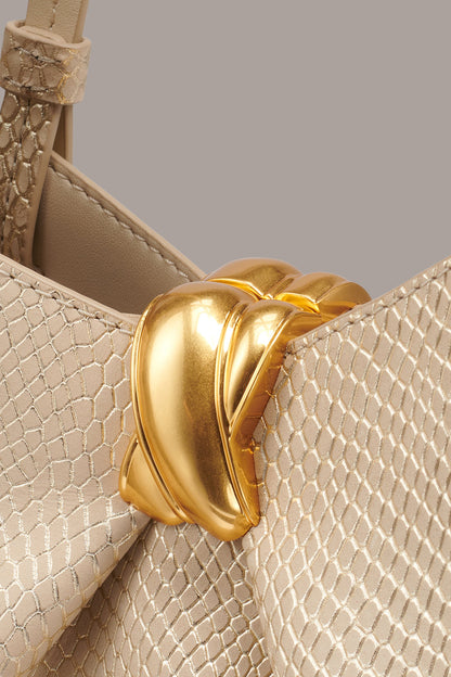 CAMBRIC SNAKE TOTE - Metallic Bone