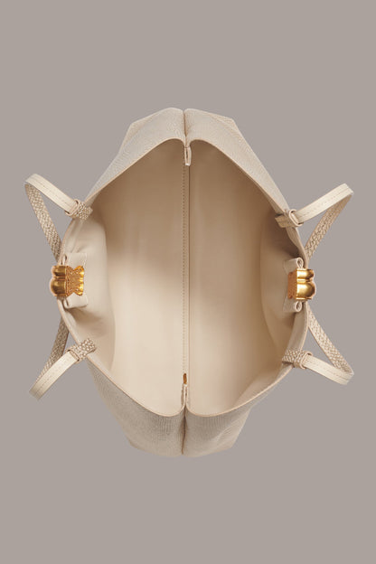 CAMBRIC SNAKE TOTE - Metallic Bone